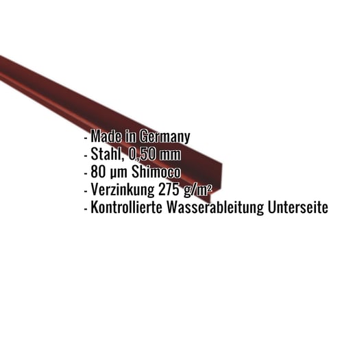 Sockelleiste | 5 x 2,5 x 2 cm | 100° | Stahl 0,50 mm | 80 µm Shimoco | 3009 - Oxidrot #2