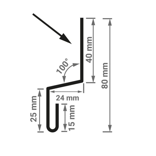 Sockelleiste | Typ 1 | 4 cm x 2,4 cm x 2,5 cm x 2,00 m | Stahl 0,75 mm | Aluzink #4