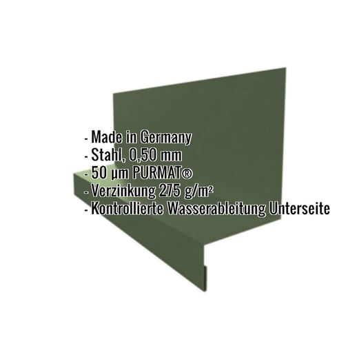 Sockelleiste | Typ 1 | 4 cm x 2,4 cm x 2,5 cm x 2,00 m | Stahl 0,50 mm | 50 µm PURMAT® | 011 - Grün #2