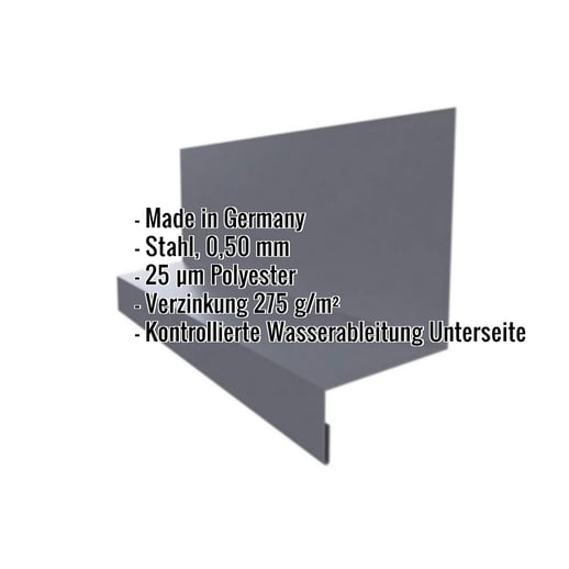 Sockelleiste | Typ 2 | 6,7 cm x 4 cm x 2 cm x 2,00 m | Stahl 0,50 mm | 25 µm Polyester | 7024 - Graphitgrau #2