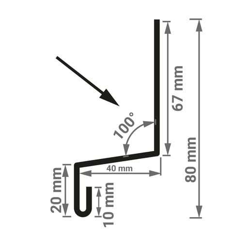 Sockelleiste | Typ 2 | 6,7 cm x 4 cm x 2 cm x 2,00 m | Stahl 0,50 mm | 25 µm Polyester | 7024 - Graphitgrau #3