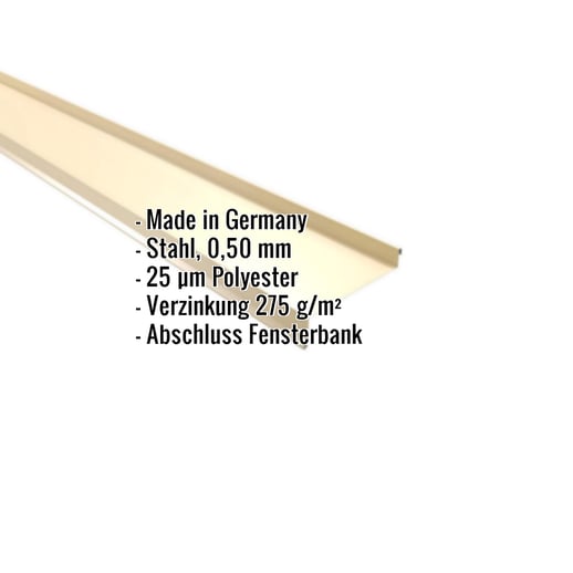 Sohlbank | 5 cm x 11,5 cm x 4 cm x 2,00 m | Stahl 0,50 mm | 25 µm Polyester | 1015 - Hellelfenbein #2
