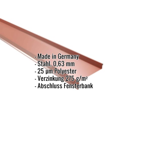 Sohlbank | 5 cm x 11,5 cm x 4 cm x 2,00 m | Stahl 0,63 mm | 25 µm Polyester | 8004 - Kupferbraun #2