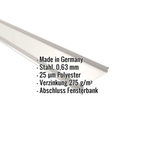 Sohlbank | 5 cm x 11,5 cm x 4 cm x 2,00 m | Stahl 0,63 mm | 25 µm Polyester | 9010 - Reinweiß #2