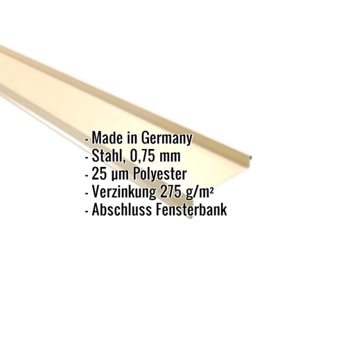 Sohlbank | 5 cm x 11,5 cm x 4 cm x 2,00 m | Stahl 0,75 mm | 25 µm Polyester | 1015 - Hellelfenbein #2