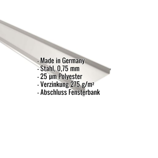 Sohlbank | 5 cm x 11,5 cm x 4 cm x 2,00 m | Stahl 0,75 mm | 25 µm Polyester | 9002 - Grauweiß #2