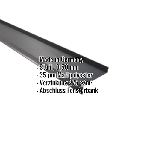 Sohlbank | 5 cm x 11,5 cm x 4 cm x 2,00 m | Stahl 0,50 mm | 35 µm Mattpolyester | 23 - Dunkelgrau #2