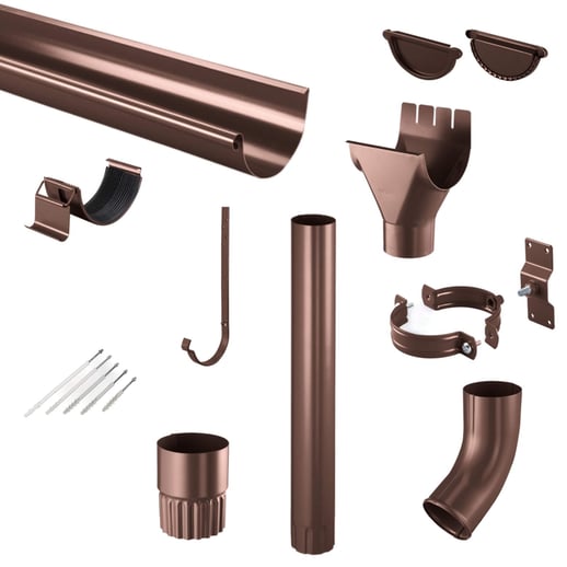 Stahl Dachrinnen Sparpaket 4,00 m | Ø 125/90 mm | 8017 - Schokoladenbraun #1