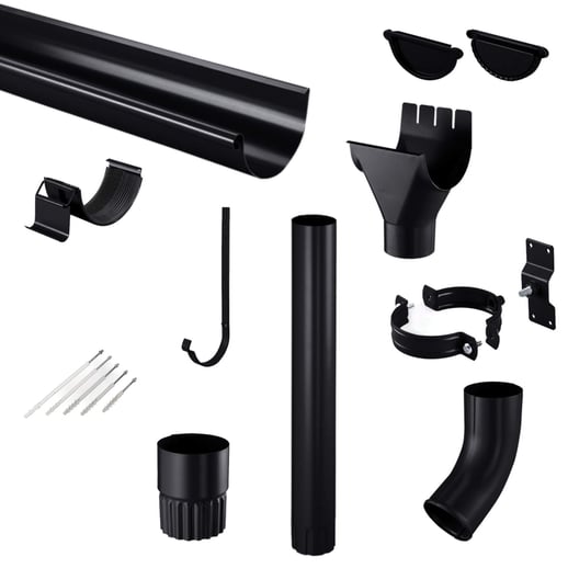 Stahl Dachrinnen Sparpaket 7 m | Ø 125/90 mm | 9005 - Tiefschwarz #1
