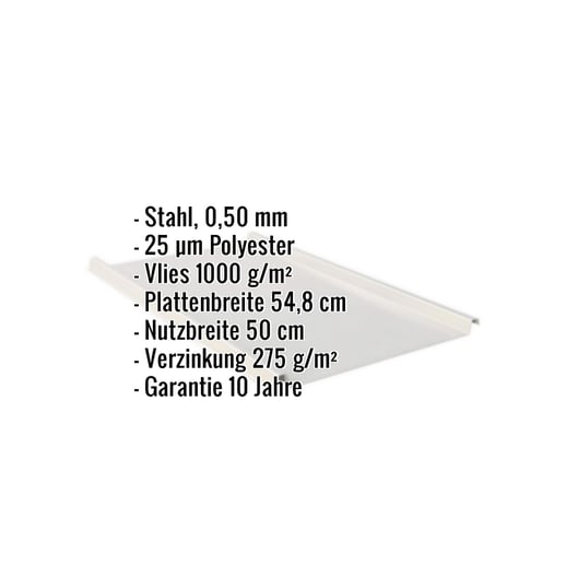 Stehfalzblech 33/500-LE | Dach | Anti-Tropf 1000 g/m² | Stahl 0,50 mm | 25 µm Polyester | 9006 - Weißaluminium #2