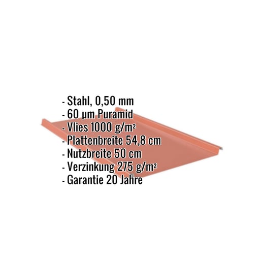 Stehfalzblech 33/500-LE | Dach | Anti-Tropf 1000 g/m² | Stahl 0,50 mm | 60 µm Puramid | 8004 - Kupferbraun #2