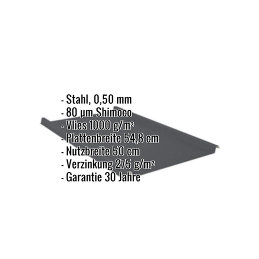 Stehfalzblech 33/500-LE | Dach | Anti-Tropf 1000 g/m² | Stahl 0,50 mm | 80 µm Shimoco | 7016 - Anthrazitgrau #2