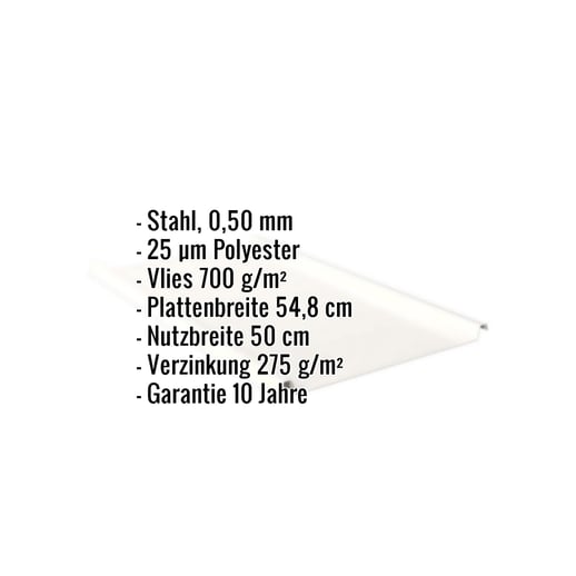 Stehfalzblech 33/500-LE | Dach | Anti-Tropf 700 g/m² | Stahl 0,50 mm | 25 µm Polyester | 9010 - Reinweiß #2