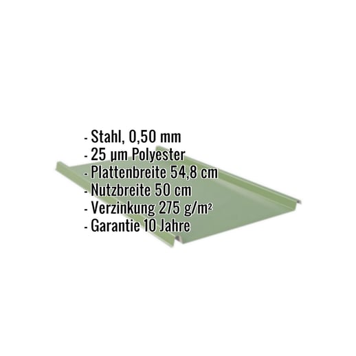 Stehfalzblech 33/500-LE | Dach | Stahl 0,50 mm | 25 µm Polyester | 6011 - Resedagrün #2
