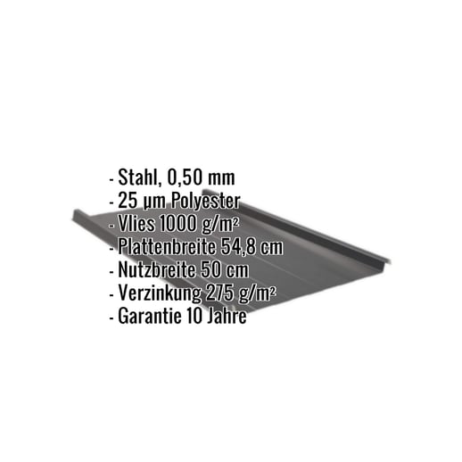 Stehfalzblech 33/500-LR | Dach | Anti-Tropf 1000 g/m² | Stahl 0,50 mm | 25 µm Polyester | 9005 - Tiefschwarz #2