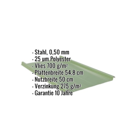 Stehfalzblech 33/500-LR | Dach | Anti-Tropf 700 g/m² | Stahl 0,50 mm | 25 µm Polyester | 6011 - Resedagrün #2