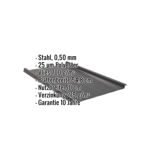 Stehfalzblech 33/500-LR | Dach | Anti-Tropf 700 g/m² | Stahl 0,50 mm | 25 µm Polyester | 9005 - Tiefschwarz #2