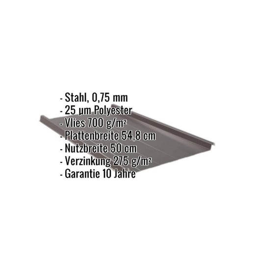 Stehfalzblech 33/500-LR | Dach | Anti-Tropf 700 g/m² | Stahl 0,75 mm | 25 µm Polyester | 8017 - Schokoladenbraun #2