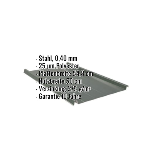 Stehfalzblech 33/500-LR | Dach | Sonderposten | Stahl 0,40 mm | 25 µm Polyester | 6020 - Chromoxidgrün #2