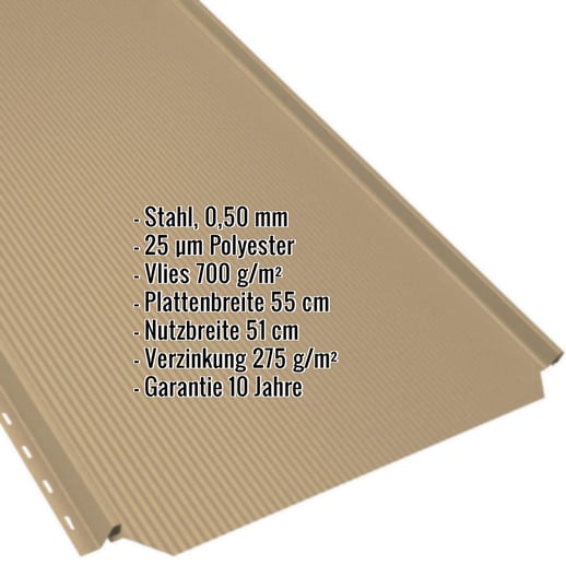 Stehfalzblech PD-510-S | Nano | Anti-Tropf 700 g/m² | Stahl 0,50 mm | 25 µm Polyester | 1002 - Sandgelb #2