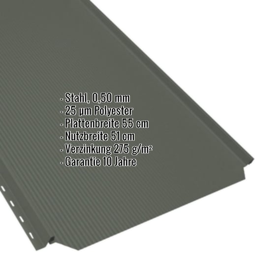 Stehfalzblech PD-510-S | Nano | Stahl 0,50 mm | 25 µm Polyester | 6020 - Chromoxidgrün #2