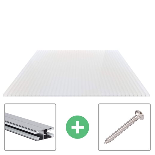 Acrylglas Stegdoppelplatte | 16 mm | Profil DUO | Sparpaket | Plattenbreite 1,20 m | Opal Weiß | Breite 3,75 m | Länge 2,00 m #1