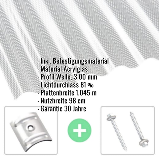 Acrylglas Wellplatte | 76/18 | Sparpaket | 3,00 mm | Klar | Wabenstruktur | Breite 3,00 m | Länge 2,00 m #2