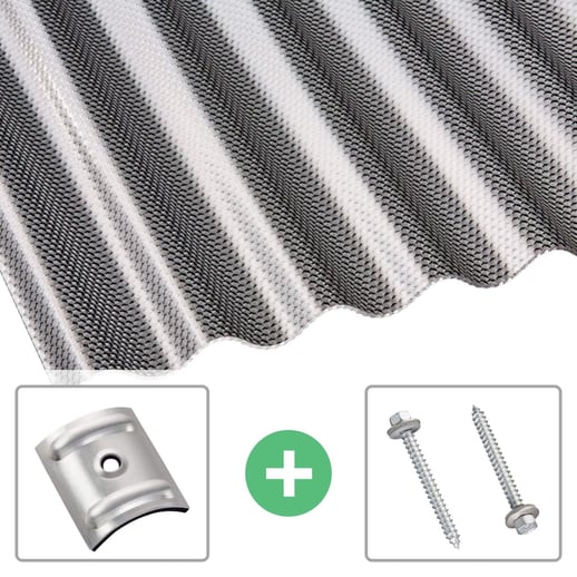 Polycarbonat Wellplatte | 76/18 | Sparpaket | 2,60 mm | Graphit | Wabenstruktur | Breite 3,01 m | Länge 2,00 m #1