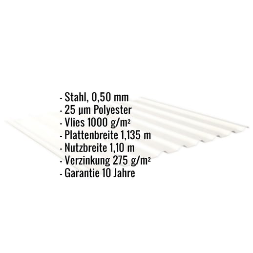 Trapezblech 20/1100 | Dach | Anti-Tropf 1000 g/m² | Stahl 0,50 mm | 25 µm Polyester | 9010 - Reinweiß #2