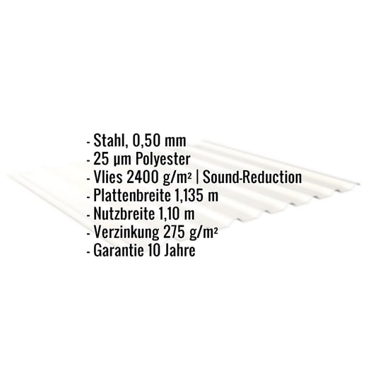 Trapezblech 20/1100 | Dach | Anti-Tropf 2400 g/m² | Stahl 0,50 mm | 25 µm Polyester | 9010 - Reinweiß #2