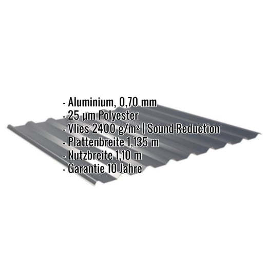 Trapezblech 20/1100 | Dach | Anti-Tropf 2400 g/m² | Aluminium 0,70 mm | 25 µm Polyester | 7016 - Anthrazitgrau #2