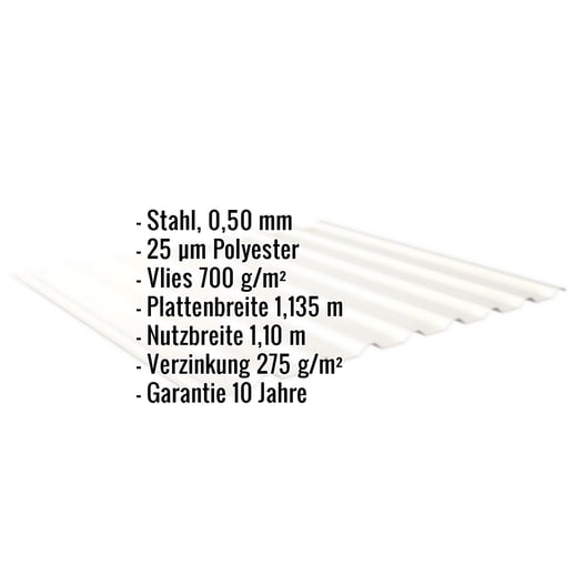 Trapezblech 20/1100 | Dach | Anti-Tropf 700 g/m² | Stahl 0,50 mm | 25 µm Polyester | 9010 - Reinweiß #2