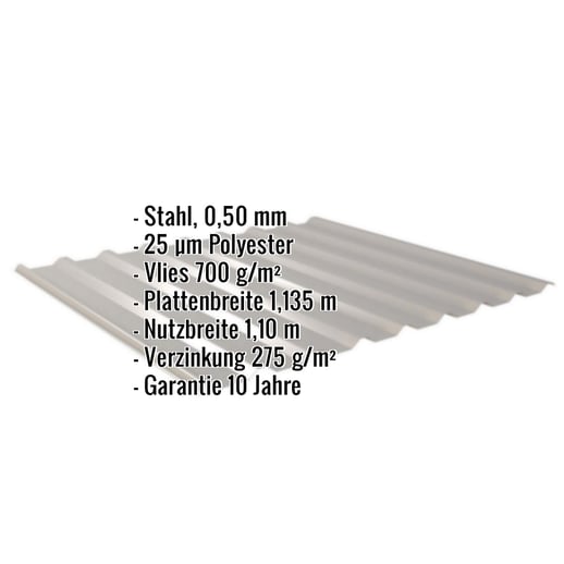 Trapezblech 20/1100 | Dach | Anti-Tropf 700 g/m² | Stahl 0,50 mm | 25 µm Polyester | 9007 - Graualuminium #2