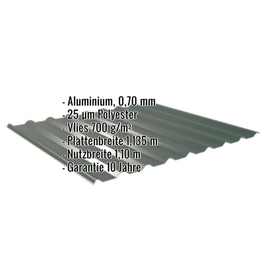 Trapezblech 20/1100 | Dach | Anti-Tropf 700 g/m² | Aluminium 0,70 mm | 25 µm Polyester | 6005 - Moosgrün #2