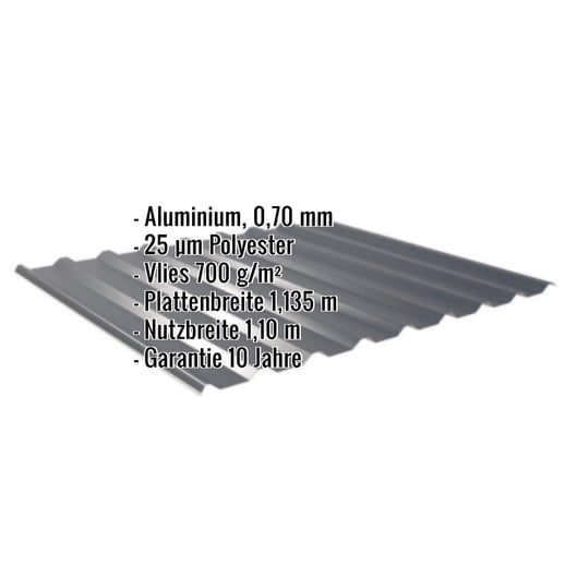 Trapezblech 20/1100 | Dach | Anti-Tropf 700 g/m² | Aluminium 0,70 mm | 25 µm Polyester | 7016 - Anthrazitgrau #2