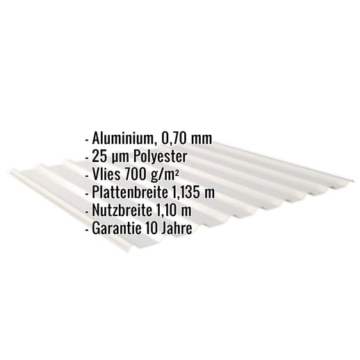 Trapezblech 20/1100 | Dach | Anti-Tropf 700 g/m² | Aluminium 0,70 mm | 25 µm Polyester | 9006 - Weißaluminium #2