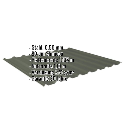 Trapezblech 20/1100 | Dach | Stahl 0,50 mm | 80 µm Shimoco | 6020 - Chromoxidgrün #2