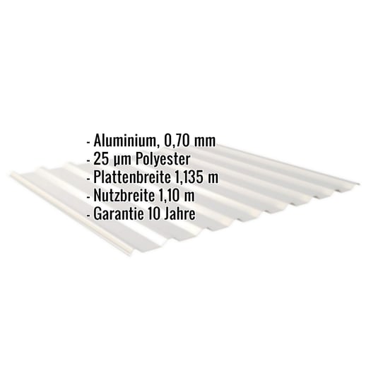 Trapezblech 20/1100 | Dach | Aluminium 0,70 mm | 25 µm Polyester | 9006 - Weißaluminium #2