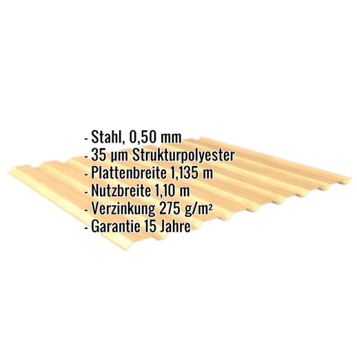Trapezblech 20/1100 | Wand | Stahl 0,50 mm | 35 µm Strukturpolyester | Holzoptik - Ahorn #2