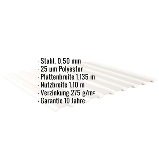 Trapezblech 20/1100 | Wand | Stahl 0,50 mm | 25 µm Polyester | 9010 - Reinweiß #2