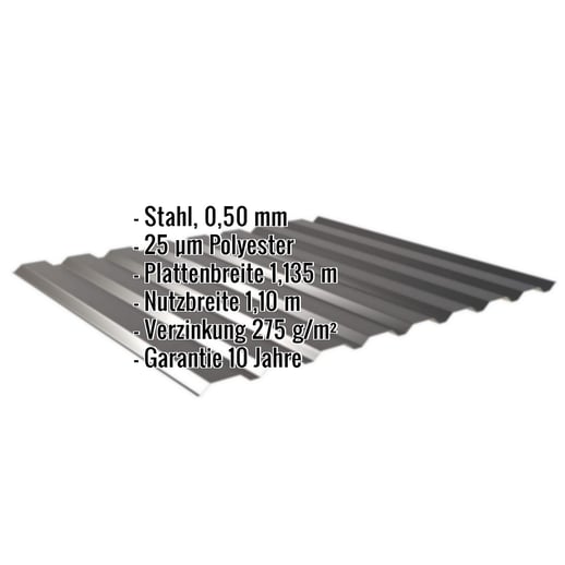 Trapezblech 20/1100 | Wand | Stahl 0,50 mm | 25 µm Polyester | 9005 - Tiefschwarz #2