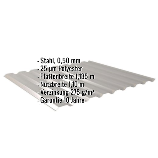Trapezblech 20/1100 | Wand | Stahl 0,50 mm | 25 µm Polyester | 9007 - Graualuminium #2