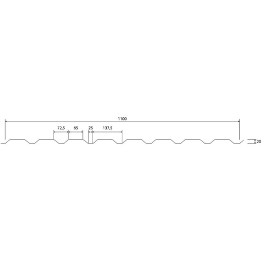 Trapezblech 20/1100 | Wand | Stahl 0,63 mm | 25 µm Polyester | 9006 - Weißaluminium #9