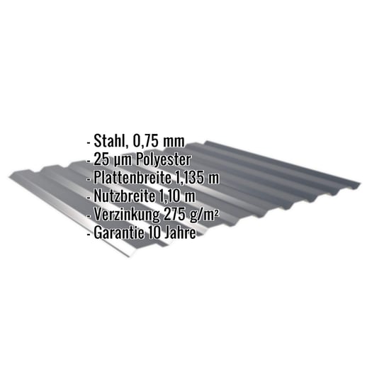 Trapezblech 20/1100 | Wand | Stahl 0,75 mm | 25 µm Polyester | 7016 - Anthrazitgrau #2