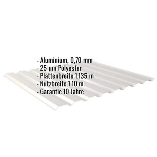 Trapezblech 20/1100 | Wand | Aluminium 0,70 mm | 25 µm Polyester | 9006 - Weißaluminium #2