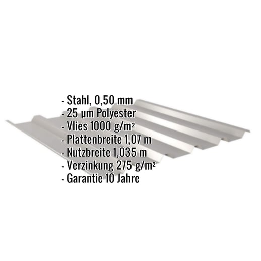 Trapezblech 35/207 | Dach | Anti-Tropf 1000 g/m² | Stahl 0,50 mm | 25 µm Polyester | 9007 - Graualuminium #2