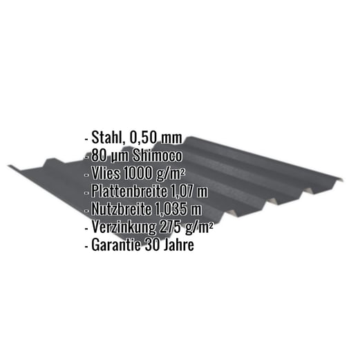 Trapezblech 35/207 | Dach | Anti-Tropf 1000 g/m² | Stahl 0,50 mm | 80 µm Shimoco | 7016 - Anthrazitgrau #2