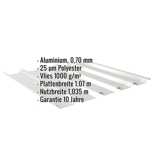 Trapezblech 35/207 | Dach | Anti-Tropf 1000 g/m² | Aluminium 0,70 mm | 25 µm Polyester | 9006 - Weißaluminium #2