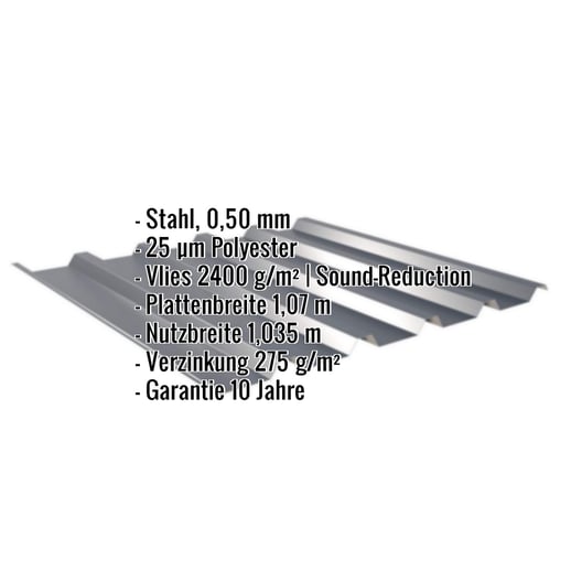 Trapezblech 35/207 | Dach | Anti-Tropf 2400 g/m² | Stahl 0,50 mm | 25 µm Polyester | 7016 - Anthrazitgrau #2