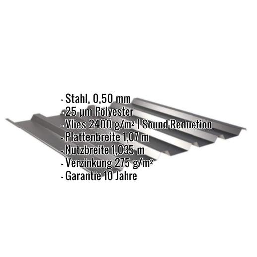 Trapezblech 35/207 | Dach | Anti-Tropf 2400 g/m² | Stahl 0,50 mm | 25 µm Polyester | 9005 - Tiefschwarz #2